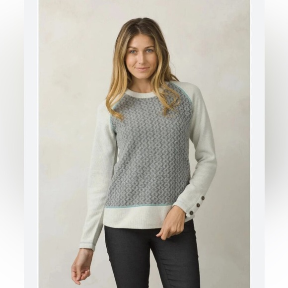 Prana Sweaters - prAna Aya Gray Gravel Cable Knit Sweater